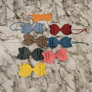 8 Large Bow Elastic Headbands – Various‎ Textures, Girls